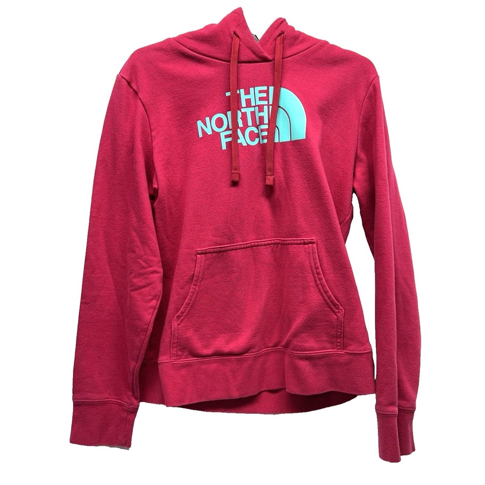 The North Face Women's Logo Small Hot Pink Cotton Blend Hoodie Sweatshirt (I2)